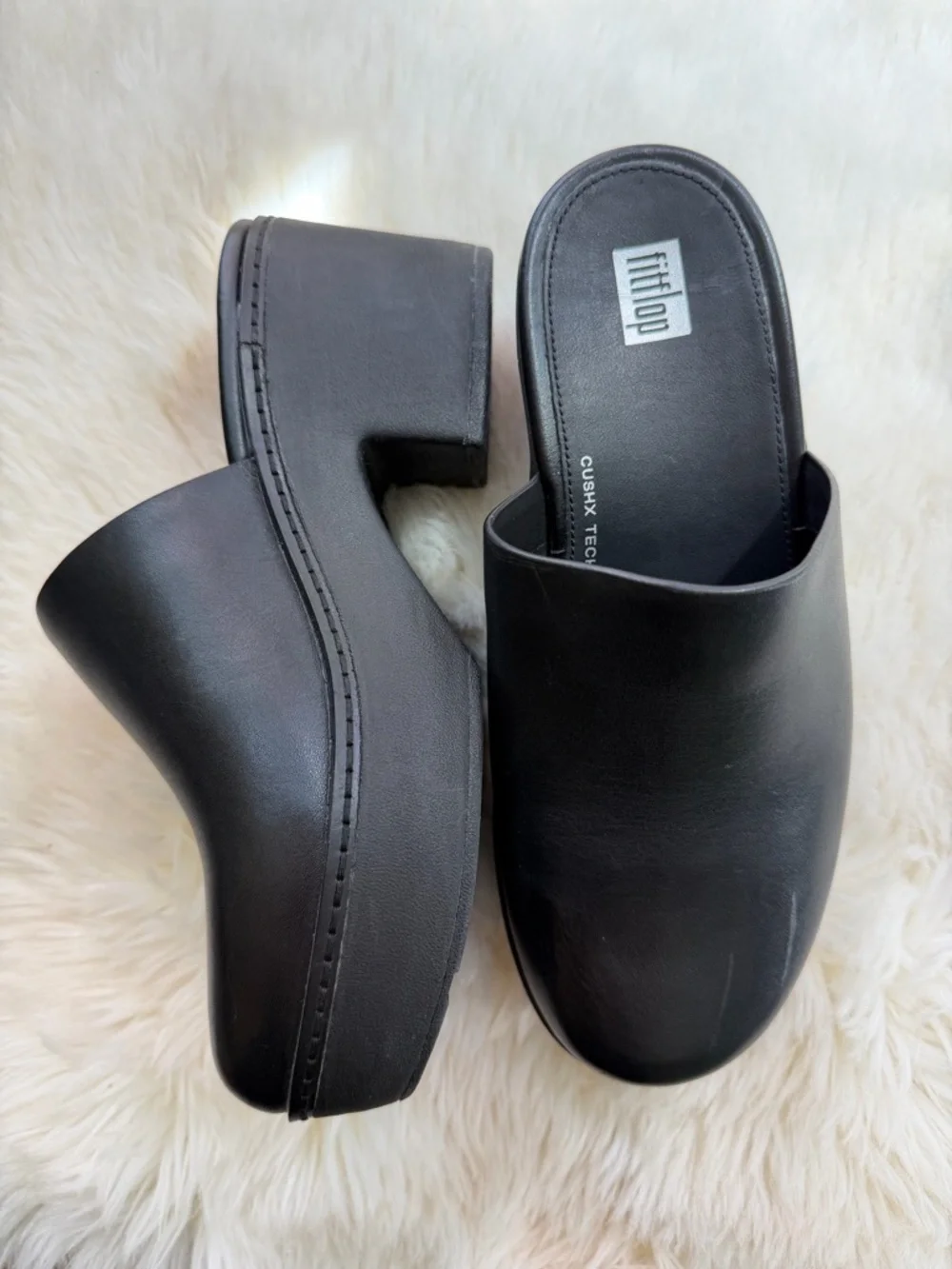 Fitflop Black Platform Clog Mules